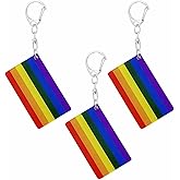 BQTBQT Pride Rainbow Flag Keychain - Double Sided Acrylic D Shape Chains Gay LGBTQ Flags Key Chains Men and Women Style Car Key chain Gifts Decoration (3 Pcs)