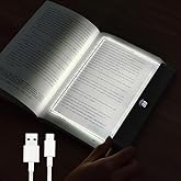 Flat Book Light, Rechargeable LED Reading Light for Reading in Bed at Night | Dimmable Book Full Page Light with 3 Color Temps &amp; Timer, Clear Panel Plate Lamp Bookmark Light, Gift for Readers Book Lovers