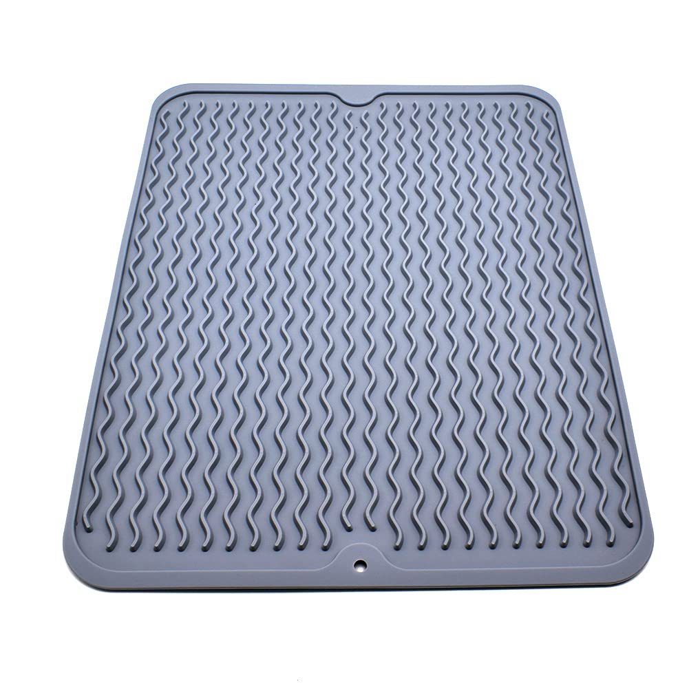 Tumtanm Silicone Draining Board Mat, Folding Draining Mat, 15.8”x12”Large Drain Pad Eco-Friendly Drainer Mat Heat Resistant Pot Mat Dishwasher Safe Trivet Mat