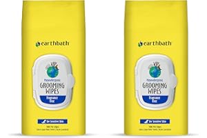 earthbath, Hypo-Allergenic Grooming Wipes - Fragrance Free Dog Wipes for Paws and Butt, Best Pet Wipes for Dogs with Sensitive Skin, Made in USA, Cruelty-Free Dog Cleaning Wipes - 100 Count (2 Pack)