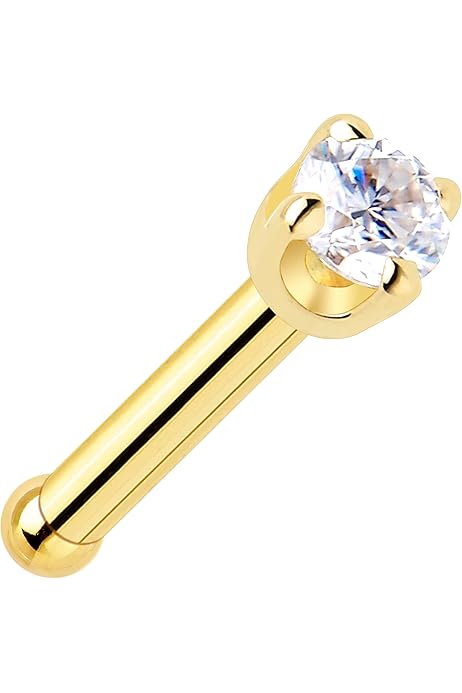 14 Yellow Gold Nose Stud 2mm Damond Nose Stud 14K Yellow - Main Image