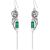 Gdpaddy Bohemian Vintage Silver Sparkly Crystal Square Bar Geometric Dangle Drop Earrings Long Wing Tassel Hook Earrings For Women
