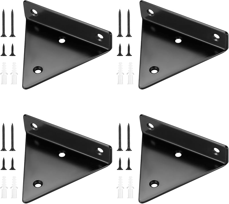 lzijun Pack 4 Floating Shelf Brackets Heavy Duty Invisible Triangle Wall Mount