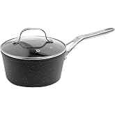 Starfrit The Rock 2.8L (3Qt) Non-Stick Saucepan, Glass Lid, Black | Rock.Tec non-stick. Even heating. Glass lid. Oven safe. Ideal for sauces, soups and reheating.