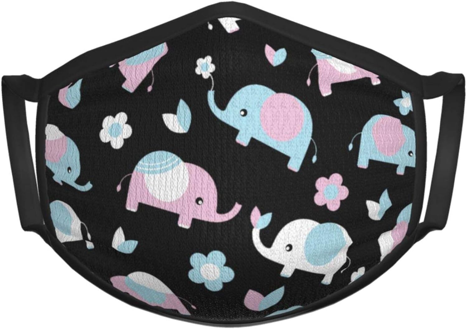 Cute Cartoon Elephant Face Mask Reusable Youth Black Face