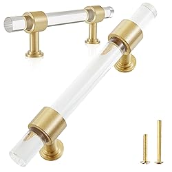 QOGRISUN 5-Pack Acrylic Cabinet Pulls with Brass