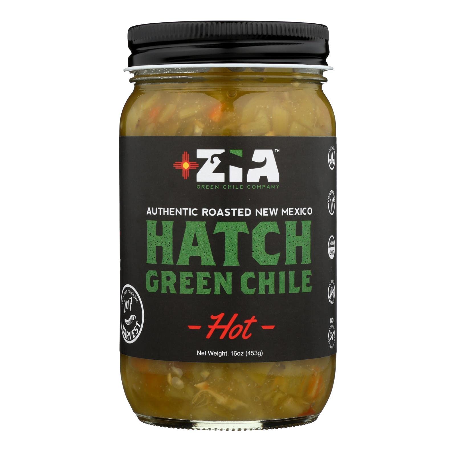 Photo 1 of ***EXPIRATION:03/01/26*** ZIA GREEN CHILE COMPANY, Grn Chile, Hot, Hatch, Pack of 6, Size 16 OZ, (Gluten Free Low Sodium Vegan Wheat Free Yeast Free)