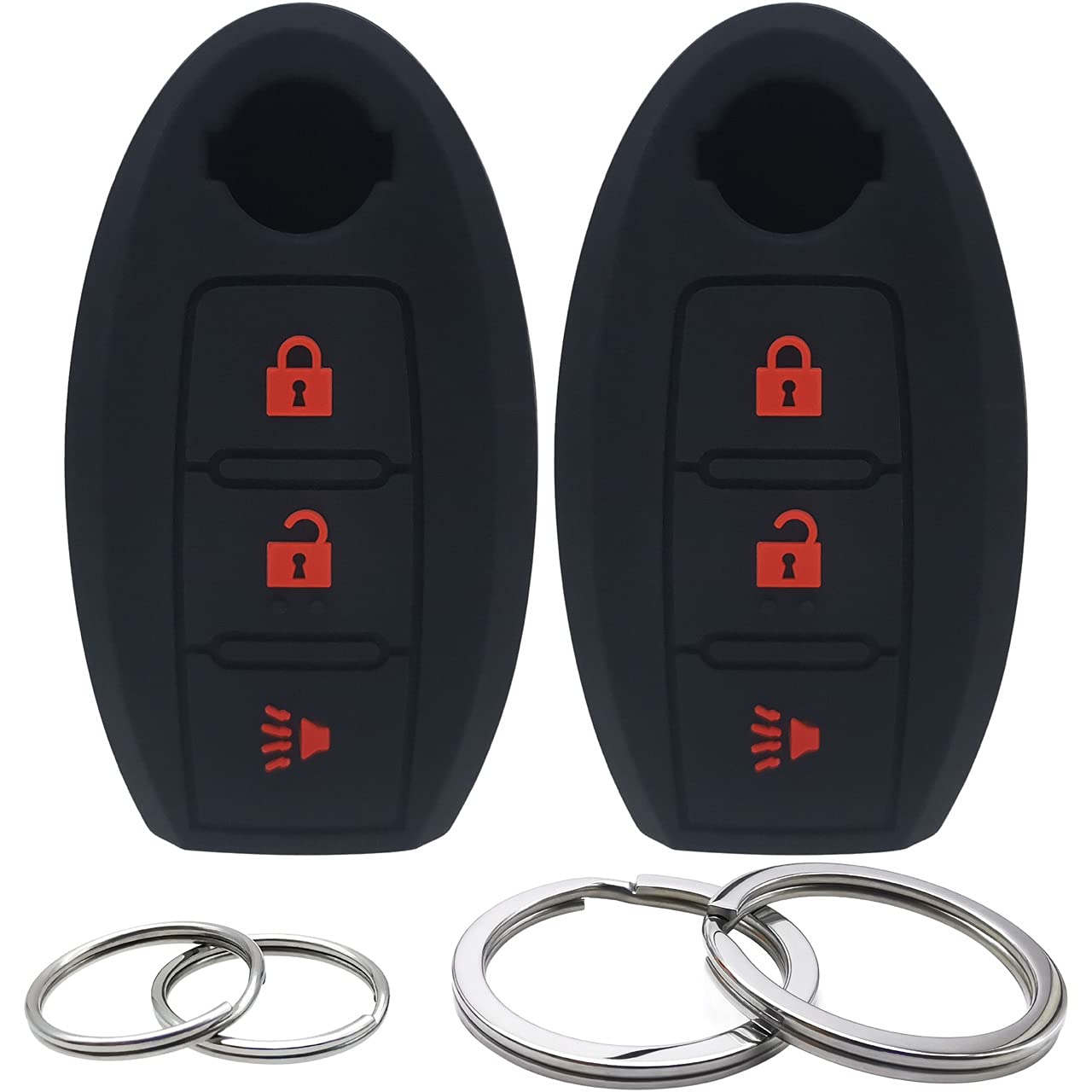 Photo 1 of 2Pcs Silicone 3 Buttons Key Fob Cover Remote Case Keyless Protector Compatible with Nissan Armada Frontier Pathfinder Juke Leaf Murano Quest Rogue Sentra Titan Versa Xterra Cube X-Trail KBRASTU15