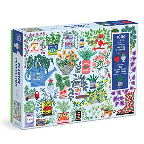 Planter Perfection 1000 Piece Puzzle with Shaped Pieces from Galison - 27” x 20” Puzzle with 20 Uniquely Shaped Pieces, Colorful Artwork, Thick & Sturdy Pieces, Challenging & Fun Activity for Adults
