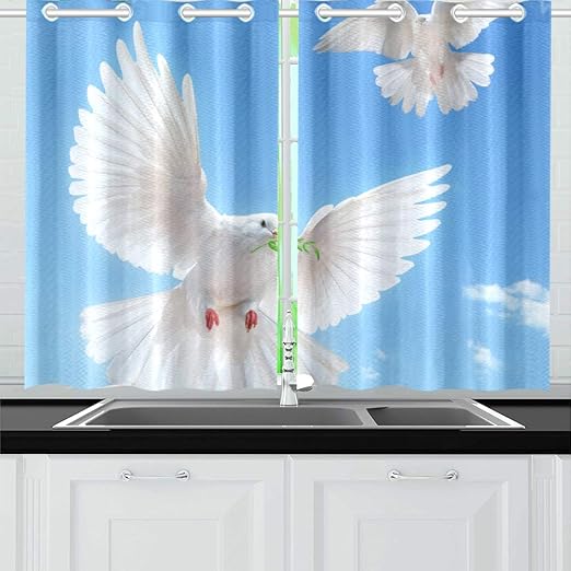 WAWSN Cortinas Impresas para Sala de Estar Palomas Blancas Volando en