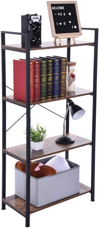Luonita 3-Tier Bookshelf ， Industrial Bookshelf with Metal Frame, Free Standing Bookcase, Rustic Open Etagere for Display & Storage Kitchen Bathroom Office Shipping from CA.，NJ.