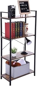 Luonita 3-Tier Bookshelf ， Industrial Bookshelf with Metal Frame, Free Standing Bookcase, Rustic Open Etagere for Display & Storage Kitchen Bathroom Office Shipping from CA.，NJ.