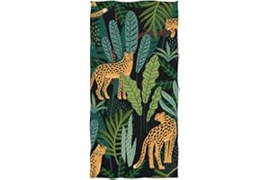 ZZAEO Animal Jaguar Jungle Leaf Towel Hand Towel, 30 x 15 inch Thin Lightweight Soft Absorbent Fingertip Towel for Home Bathroom Theme Decor