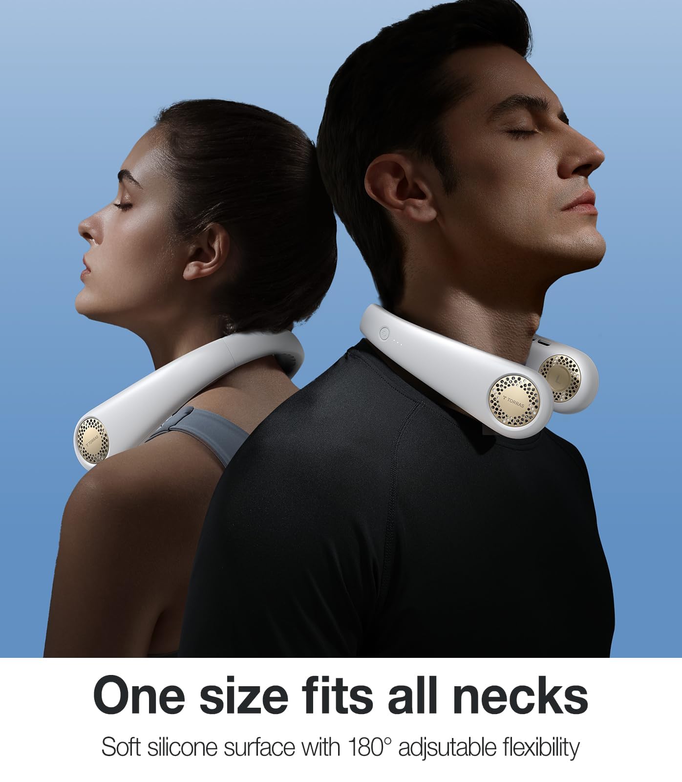 TORRAS COOLiFY [All-New, Upgraded Powerful Airflow] Industry-First Portable Neck Fan - Rechargeable, 360° Airflow, Hands-Free Bladeless Cooling, For Yard Work, Indoor, Outdoor Use - Elegant Ivory