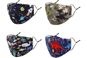 Woplagyreat Washable Reusable Kids Face Mask Adjustable Ear Loops Fabric Facemask Cute Dinosaur Camouflage Camo Dino Design Gift