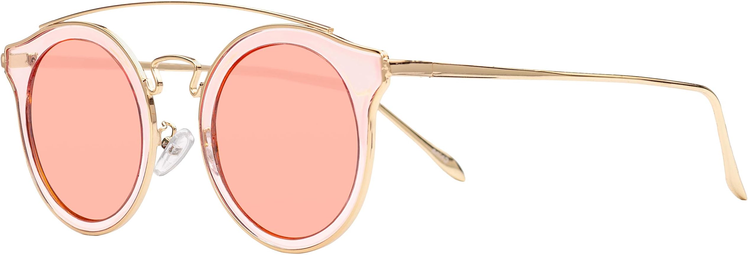 Round Double BridgeTransparent Light Weight Classic Sunglasses for Women Men