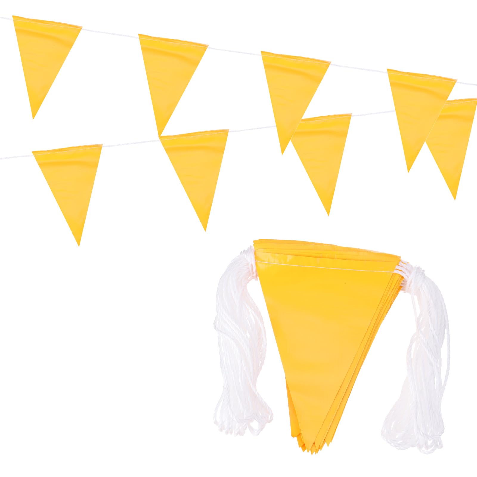 PATIKIL 100ft Pennant Banner Flags, Warning Flagging Banner Safety Flag Barrier Signs for Perimeter Making Traffic Control Party Events, 45 Flags Yellow