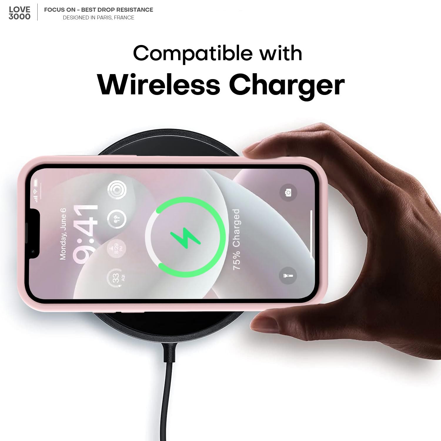 LOVE 3000 Designed for iPhone 14 Case, Premium Silicone with [Soft Anti-Scratch Microfiber Lining] Shockproof Protective Phone Case for Men Women Girls 6.1", Chalk Pink - Image 7