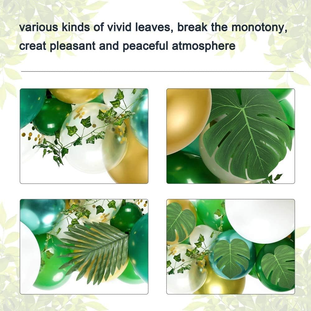 123pcs Safari Jungle Balloon Garland Arch Kit, White, Green and Gold Confetti Latex Balloons, Metallic Balloons with Palm Leaves & Artificial Ivy Vines for Kids Boys Baby Shower Birthday Wild Party Th - Image 5