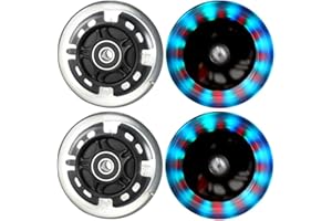 KUTRICK 4 Pack Light Up Inline Skate Wheels 64mm 72mm 76mm 80mm Inline Wheels with ABEC-9 Bearing for inline Skate Wheels - Kick Scooter 80mm Rear Wheels Replacement