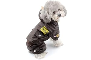 SELMAI Waterproof Fleece Lined Dog Winter Coat Snow Suit Airman Hooded Jumpsuit Snowsuits for Small Dog Puppy Chihuahua Brown XL
