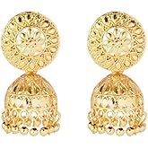 Efulgenz Indian Earrings for Women Floral Dangle Jhumka Jhumki Earrings Set Indian Bridal Jewelry for Wedding Bollywood Fashion Jewelry