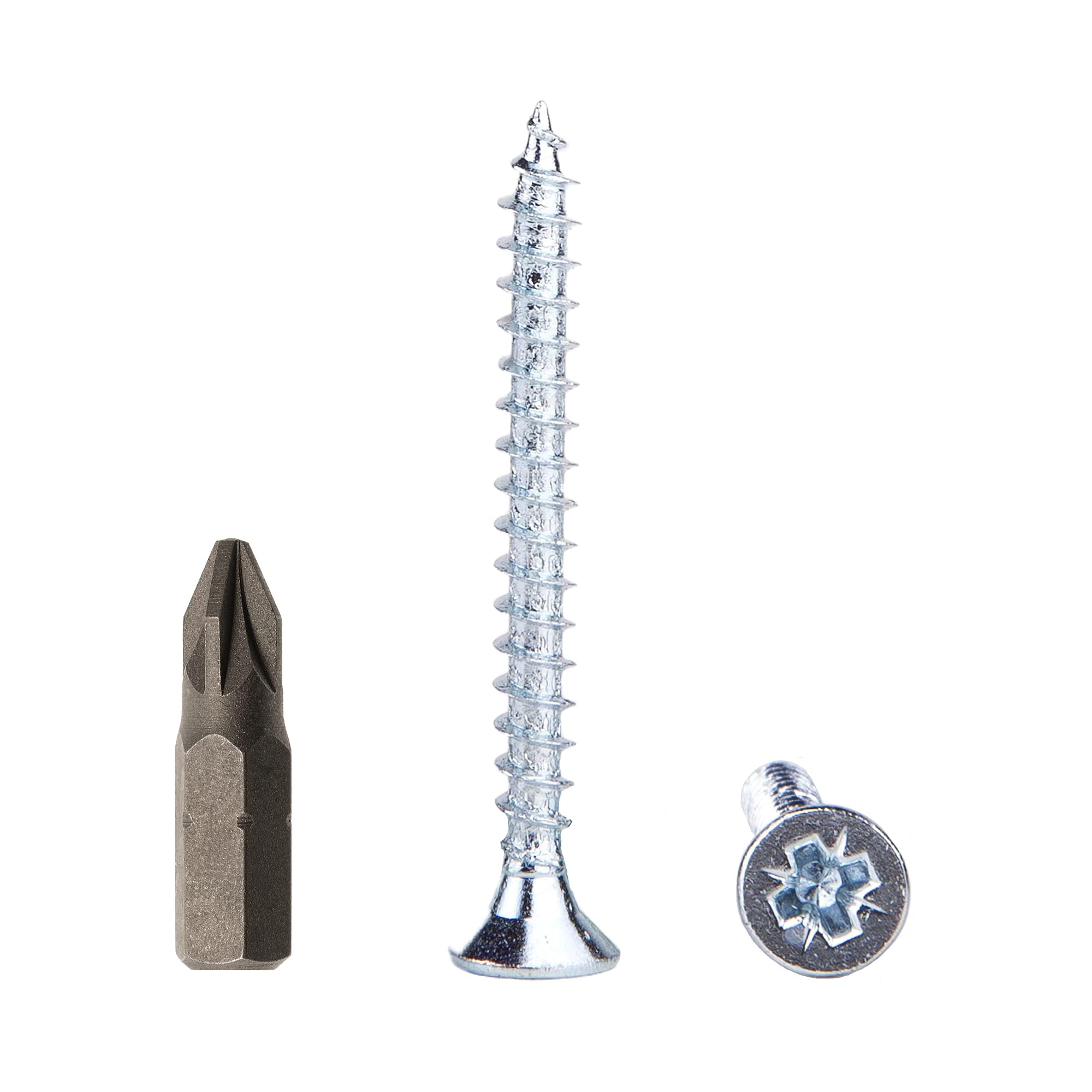 (Pack of 500 pcs) Zinc Plated Steel 4.0 x 50 mm Wood Screws, Chipboard Screws, Universal Pozi-Drive Screw, PZ Fully Threaded, Countersunk Head (500, 4.0 x 50 mm)