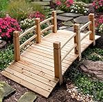 5' Wood Plank Garden Bridge with Rails