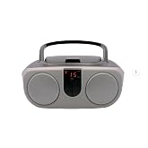 PROSCAN Sylvania SRCD243 Portable CD Player with AM/FM Radio, Boombox (Silver/Black)