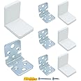 YAPIKAN L Bracket, White Shelf Brackets, Stainless Steel Corner Brace, Furniture Anchors for Baby Proofing, Heavy Duty Cabinet Hanging Brackets, Plastic Cover Metal Brackets for Shelves, 4 PCS