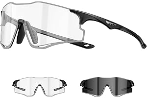 SCVCN 21.9g Ultra-Light Color & Photochromic Trail Running Sunglasses for Men Women - UV400 Protection Semi-Mirrored PC Lens
