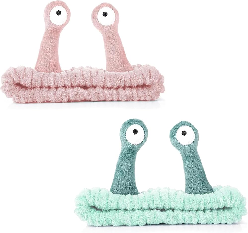 2 Pcs Snail Spa Headbands Cute Elastic Face Wash Shower Sports Beauty