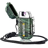 Electric Dual Arc Lighter Mens Stocking Stuffers Camping Gadgets Gifts Men | USB Rechargeable Windproof Lighters Waterproof Matches for Camping Hiking Hunting,Tactical Survival Gear for Men Fathers