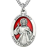 Westmon Works Red Enamel Saint Medal 3/4 Inch Pendant with Chain