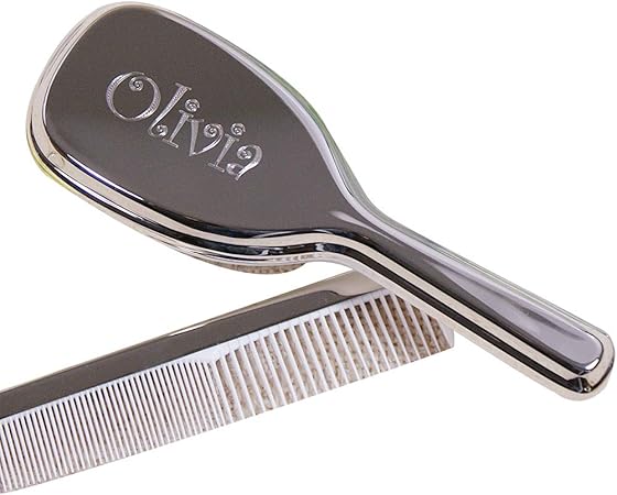 silver brush and comb set for baby girl