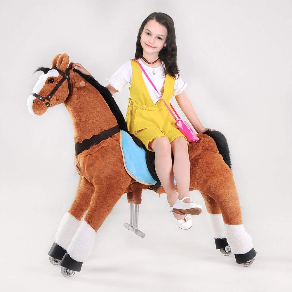 UFREE Horse Great Gift for Children, Action Pony Toy, Ride on Horse, Large 44'' for Children 6 Years Old to Adult. (Black Mane and Tail)
