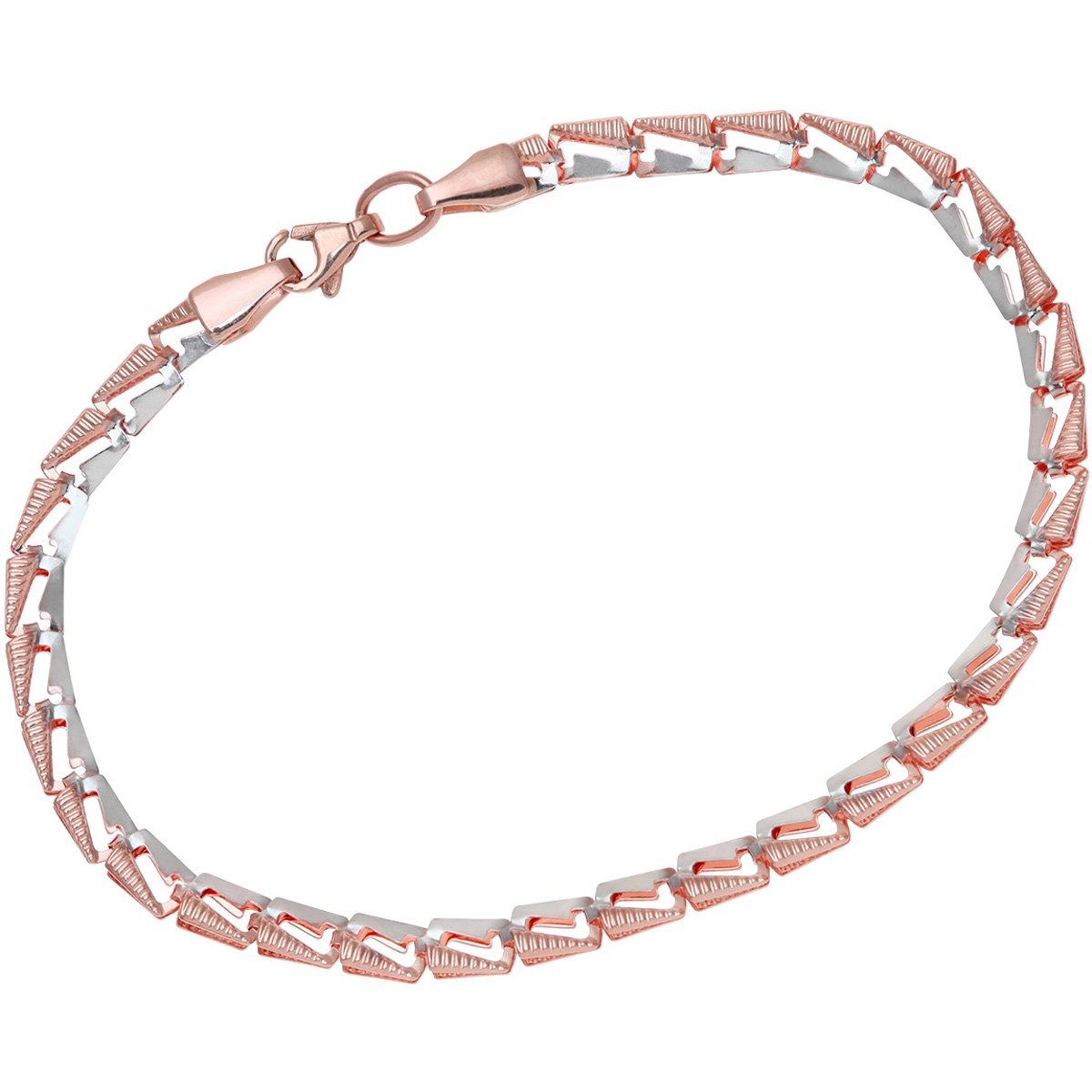 Citerna 9 ct Rose and White Gold Diamond Cut Open Square Links Bracelet of Length 19 cm