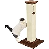 Amazon Basics Tall Cat Scratching Post with Jute Fiber and Carpet, Large, 16 x 16 x 35 Inches, Brown