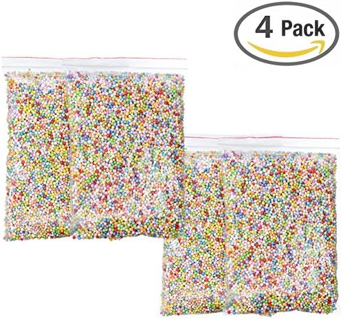 Pack of 4 Foam Balls for Slime - Colorful Styrofoam Balls Beads Mini 0.1-0.18 inch Decorative Ball Arts DIY Crafts Supplies For Homemade Slime, Kid's Craft, Wedding and Party Decoration