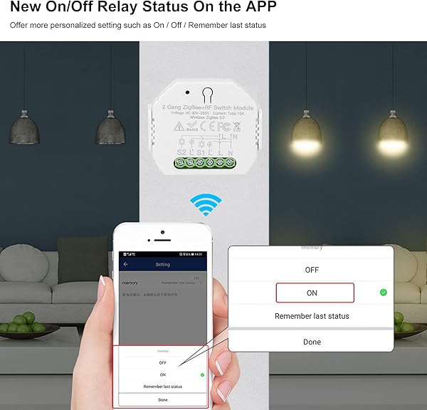 Montloxs Zigbee Mdulo de Interruptor Inteligente ZigBee RF de 2 Bandas con AppControl Remoto por Voz Temporizador de programacinDispositivo compartido Mini Smart Home OnOff Controller
