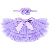 Baby Girl Tutu Skirt with Diaper Cover Toddler Girls Tulle Bloomers and Headband First Birthday Cake Smash Outfits 0-3T