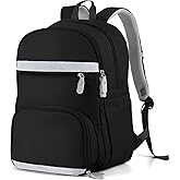 MoKo Womens Gym Backpack, Large Travel Backpack with Shoe Compartment Sports Bag with Wet Pockets 15.6 Inch Laptop Backpack Water Resistant Anti Theft Back Pack for Women Gifts, Black/Gray