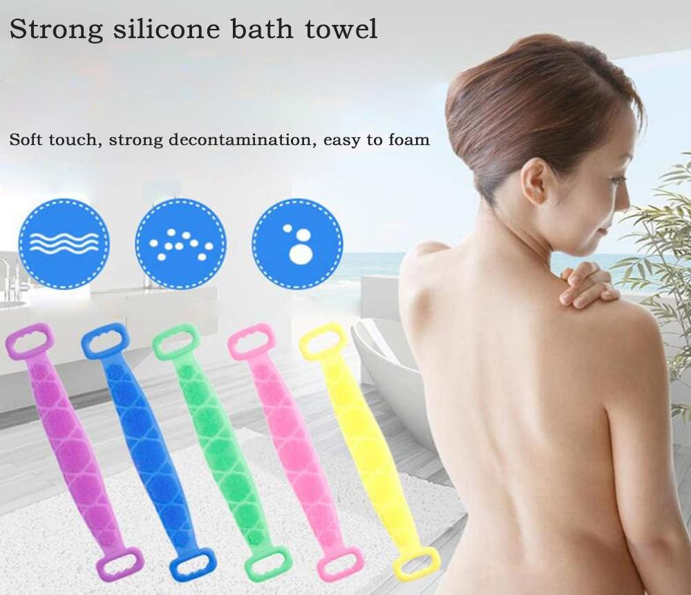 QIXIN Silicone Bath Brush, Long Brush (with Hair), Back Brush, Bath Brush, Bath Towel, Shower Gel Brush (Yellow): Kitchen & Dining