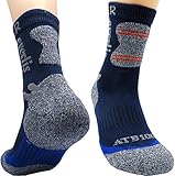 Everlis Unisex Hiking Antibacterial Mid Cushion Athletic Crew Socks Mens Womens