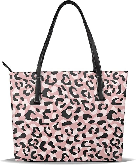 Leopard Pattern Ladies Handbag Tote Bag Soft Pu Leather Large Capacity