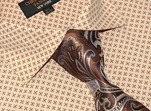 Christopher Tanner Men's Regular Fit Dress Shirts With Tie Hankerchief Cufflinks Combo Printed Fabric