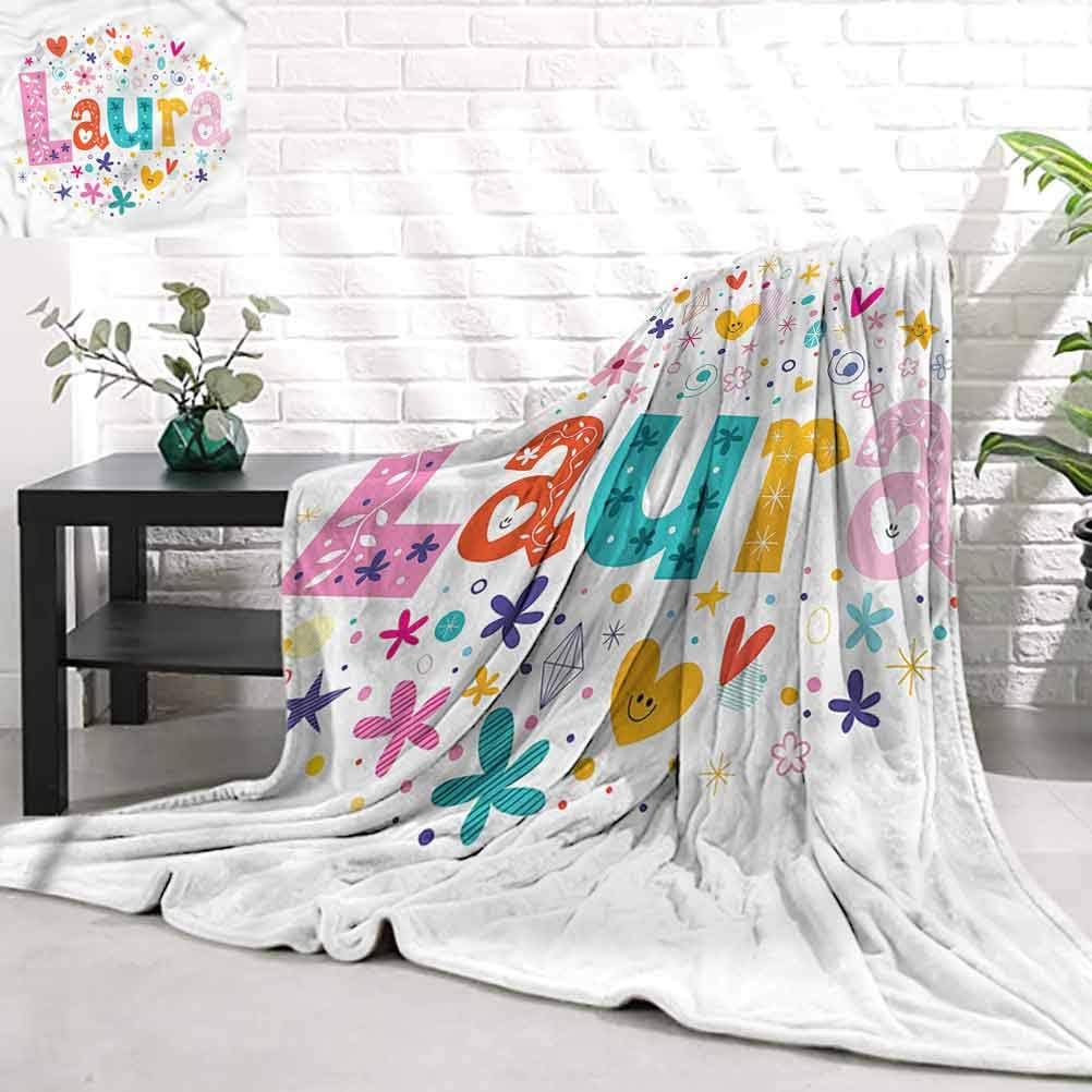 Stevenhome Warm Cozy Throw Blankets for Office LauraVintage Doodle Flowers Soft Blanket for Living Room Sofa W54 x L72 inch