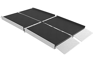 EZ-ACCESS Suitcase 5 Ft Trifold Portable Aluminum Folding Ramp with Slip-Resistant Applied Surface and Self-Adjusting Bottom Transitions Plates