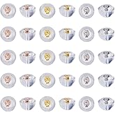 Hobbspring 30Pcs 925 Sterling Silver Earring Backings with Silicone Cushion 5.5mm Half Round Secure Stud Backs 3 Colors Mix for Women Jewelry Accessories (Gold/Silver/Rose Gold)