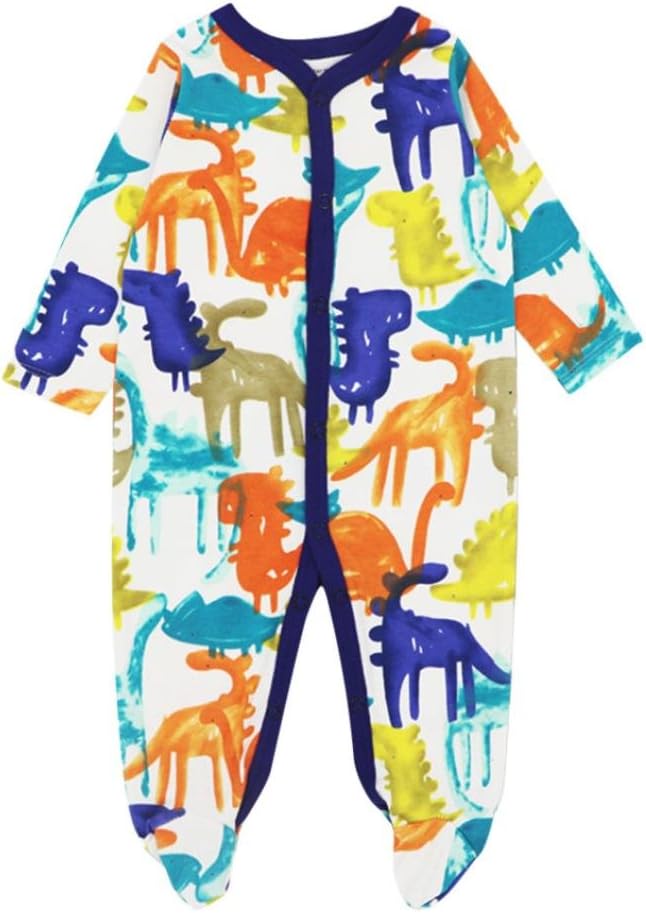 Newborn Baby Boy&Girl Long Sleeve Cartoon Dinosaur Romper Jumpsuit Outfits